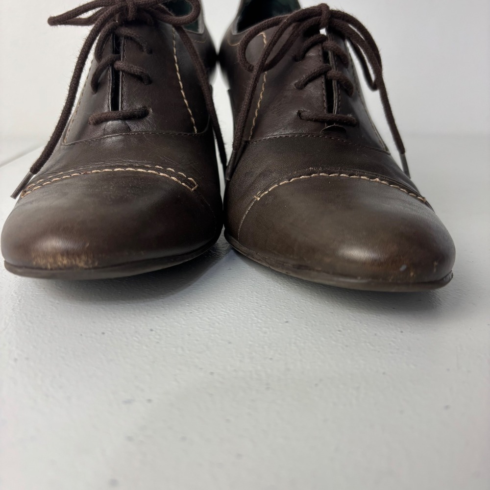 Vtg Naturalizer Brown Leather Oxford Heels 9.5 Academia Edwardian CottageCore - Picture 3 of 14